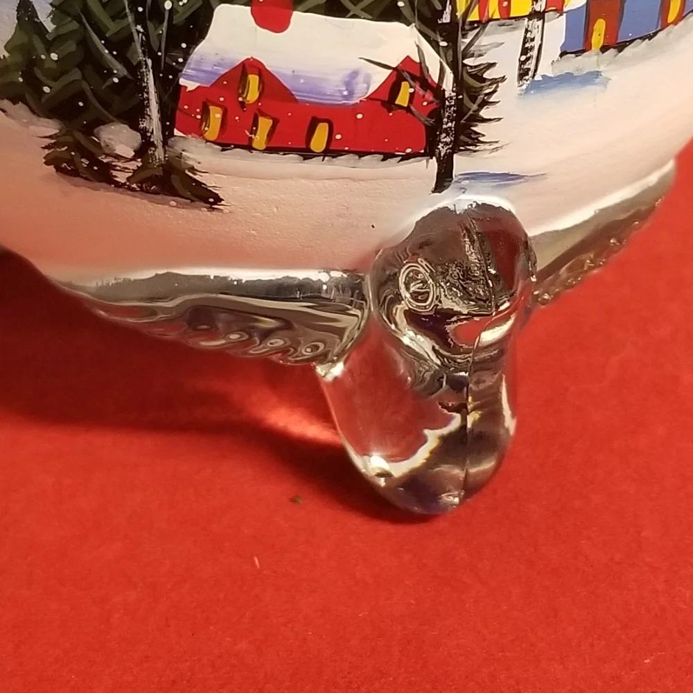 Vintage Votive Winter Scene Hand Painted Glass Candle Holder